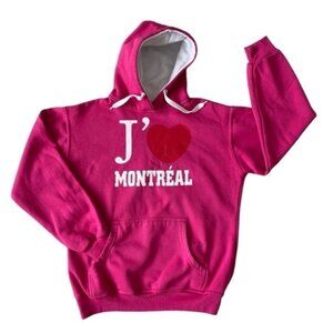 J’Montreal  I love Montreal Hot Pink Heart Print Hoodie